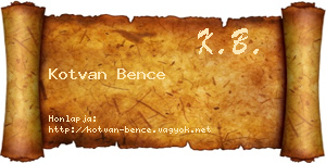 Kotvan Bence névjegykártya